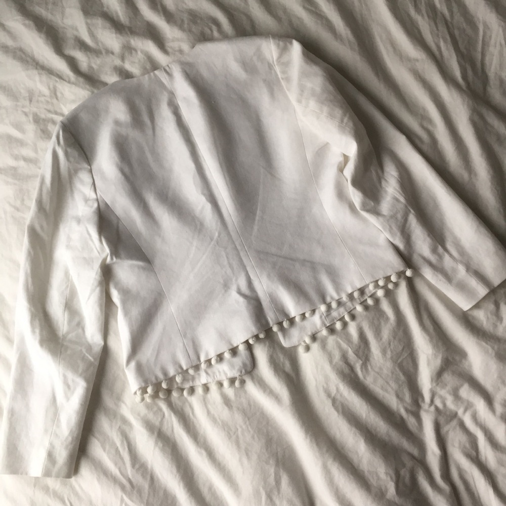 J Crew White Linen Cropped Pom-Pom Jacket - Picture 9 of 9
